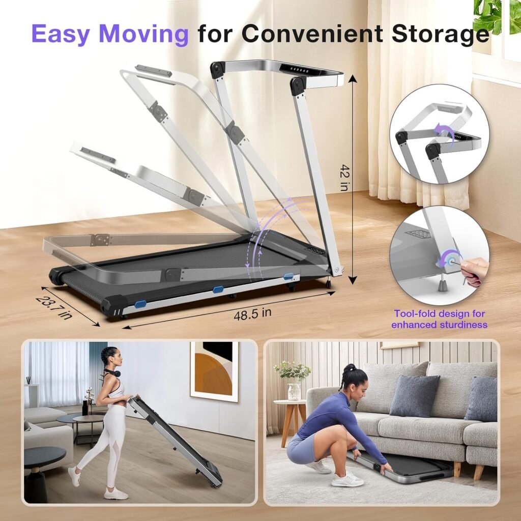 Cardirun foldable treadmill setup with laptop workstation